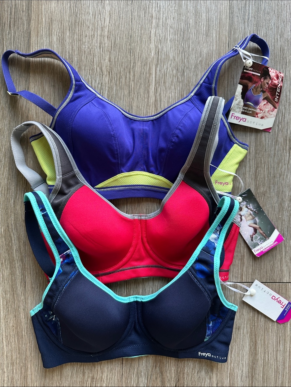 Freya Purple, Hot Pink & Navy High-Support Sports Bra Trio